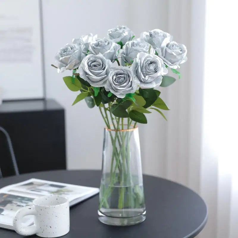 Colorful Realistic Touch Artificial Rainbow Roses | 7 Colors Artificial Flowers Qme