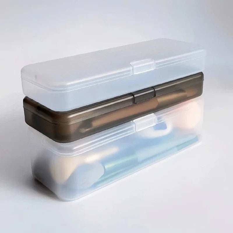 Clear PVC Pen Holder & Makeup Brush Storage Bucket | 2 Sizes Desktop Storage Organizer Qme