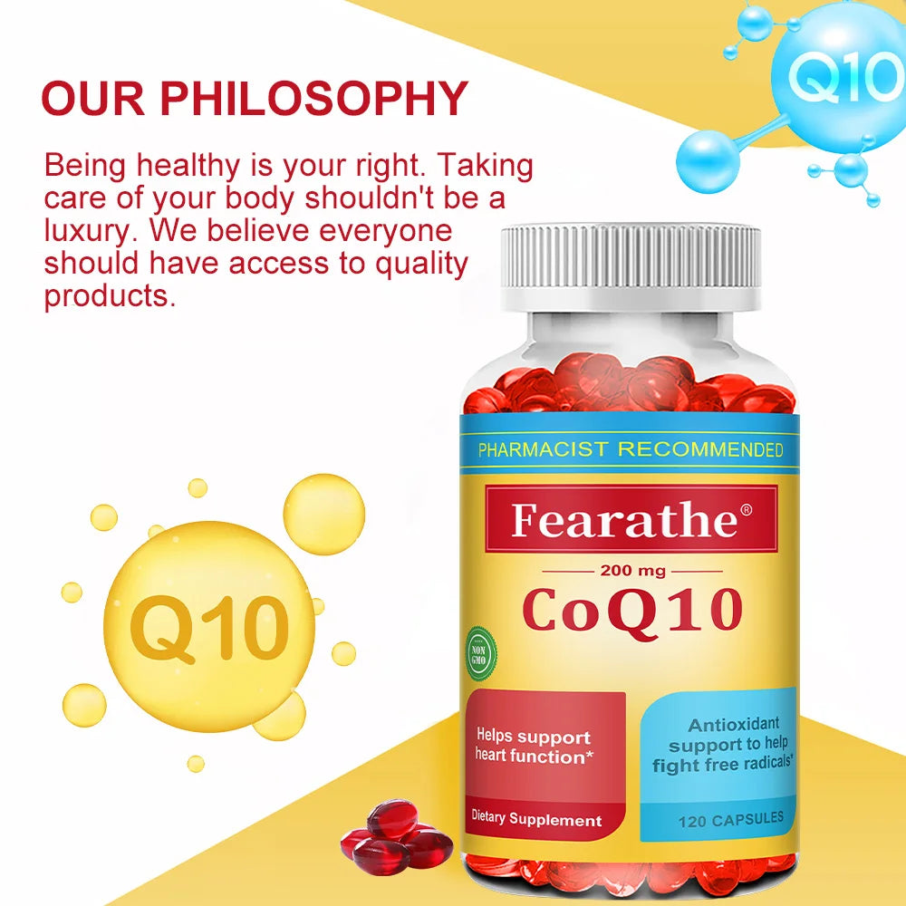 CoQ10 200mg Capsules – Heart & Cellular Energy Support | Fearathe CoQ10 Supplement Qst