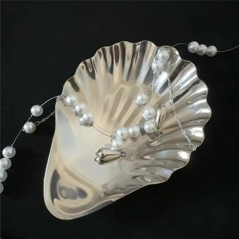 Shell Shaped Stainless Steel Dish – Cheese, Dessert & Jewelry Tray Decorative Serving Dish Qme