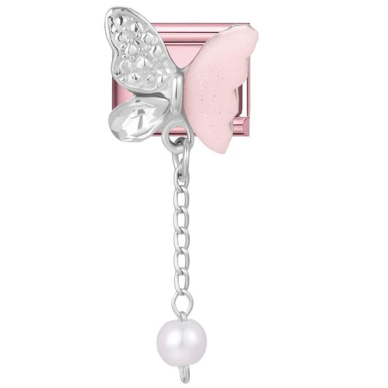 Zircon Bow & Star Italian Charm Links | Stainless Steel DIY Italian Charm Links Qme Style 35