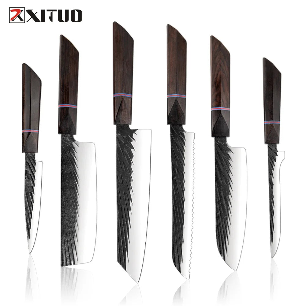 Xituo 6-Piece High Carbon Steel Kitchen Knife Set – Ultra Sharp Kitchen Knife Set Qst