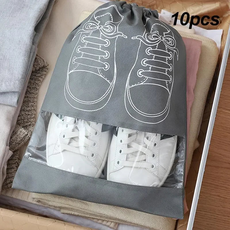 5-Pocket Non-Woven Shoe Storage Bag | Closet & Travel Organizer Shoe Storage Bag Qme 10pcs