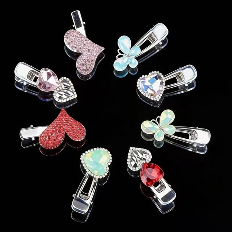 Y2K Pink Rhinestone Butterfly Bow Hair Clips – Kpop Barrettes Hair Clip Barrette Qst