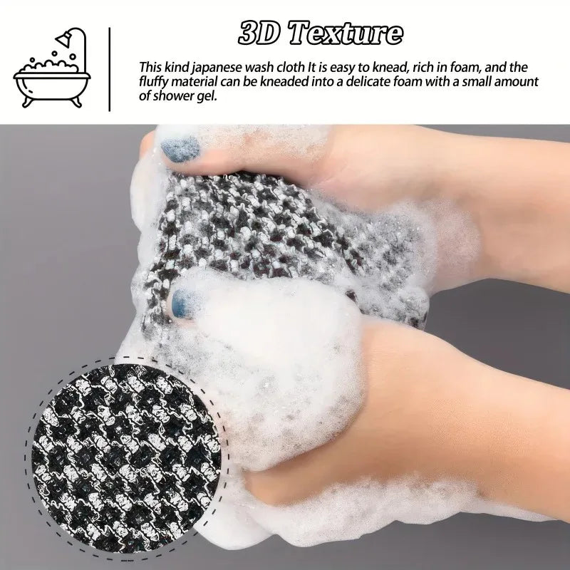 Exfoliating Bath Scrub Towel with Ergonomic Handle | 2-Pack Bath Scrub Towel Qme