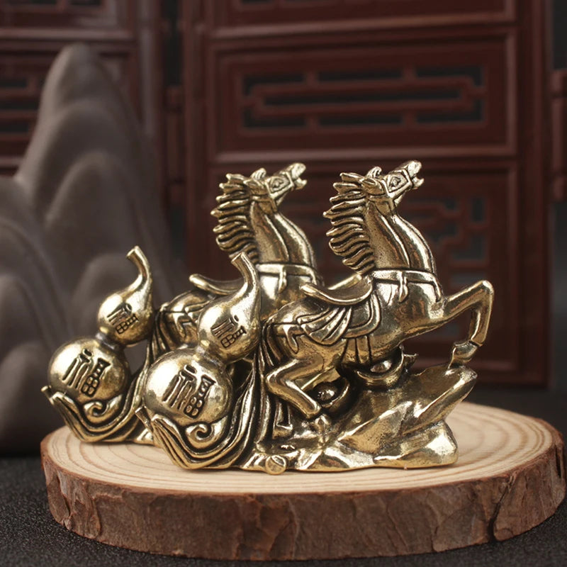 Zodiac Horse Copper Statue – Desktop Bronze Ornament Decor Horse Figurine Statue Qst