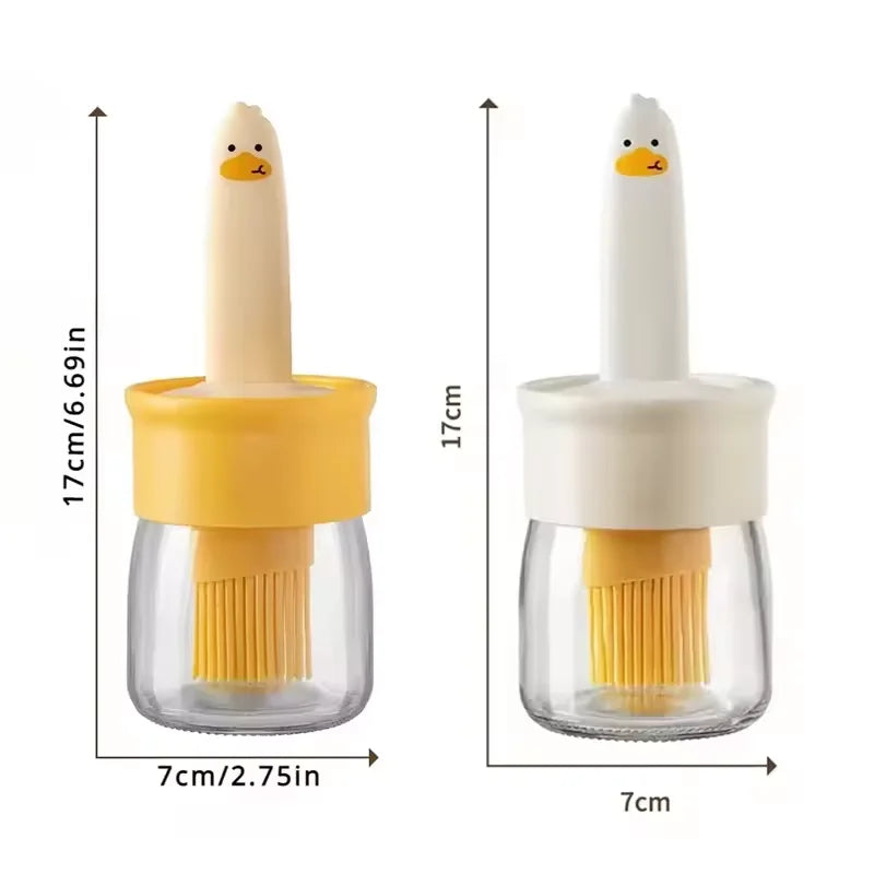 Silicone Oil Brush Bottle 2-in-1 BBQ & Kitchen Basting Set Silicone Basting Brush Qst
