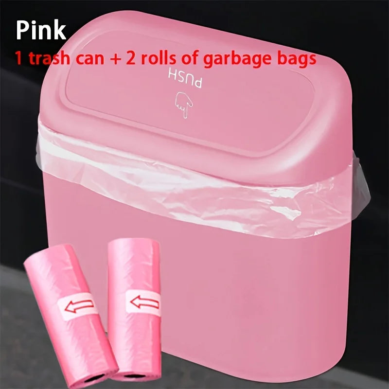 Mini Car Trash Can with Garbage Bags – Leak-Proof | Qme Car Trash Can Qme Pink