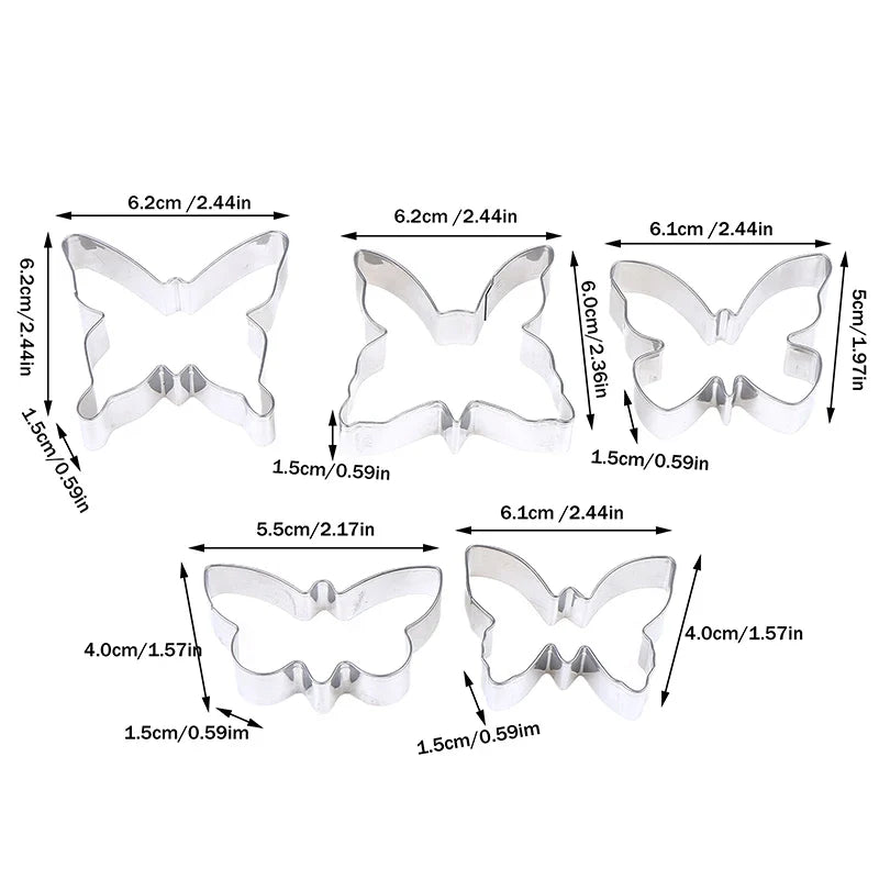 Butterfly Cookie Cutter Set – Stainless Steel Biscuit Mold Cookie Cutter Set Qme 5Pcs 1Set
