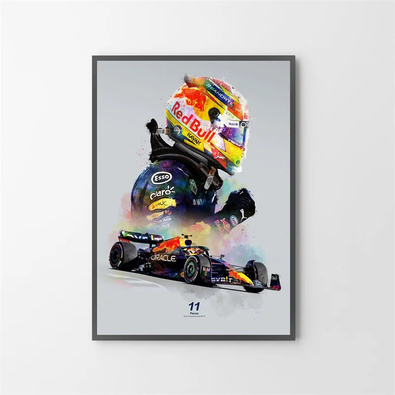Watercolor F1 Racing Driver Helmet Canvas Print Wall Art Canvas Wall Art Qst 12 50x70cm Unframed