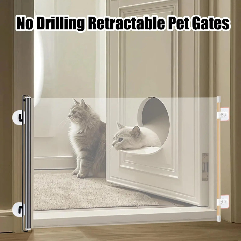 Retractable Pet Gate – Adjustable Mesh Folding Dog Barrier Retractable Dog Gate Qme