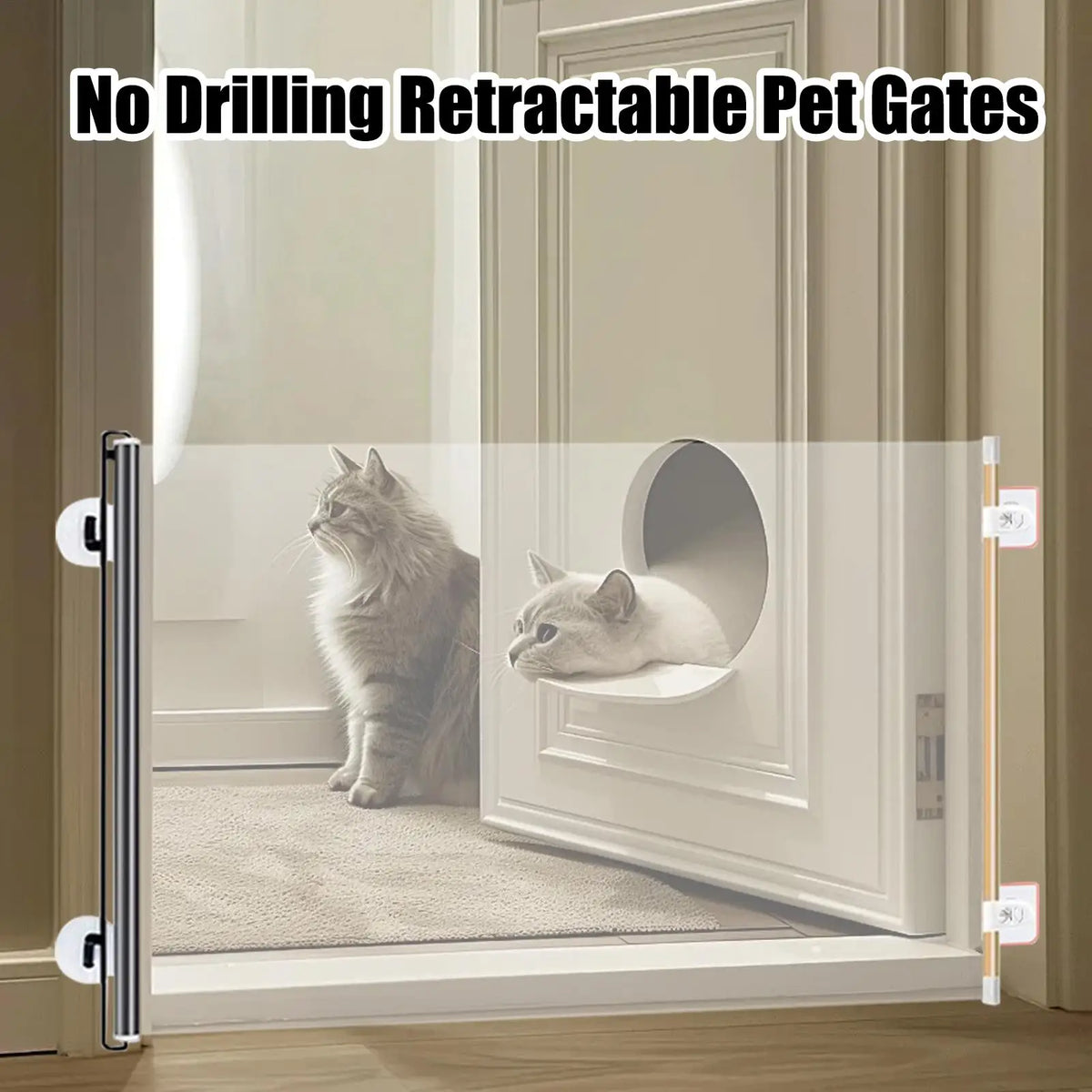 Retractable Pet Gate – Adjustable Mesh Folding Dog Barrier Retractable Dog Gate Qme