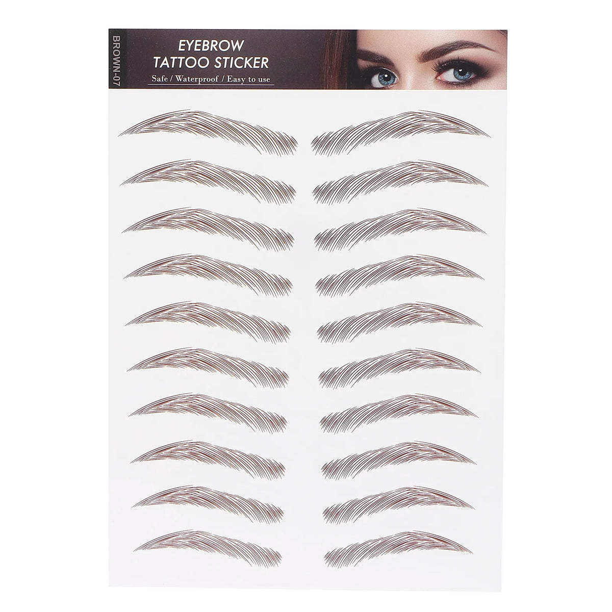 Waterproof Eyebrow Tattoo Transfer Stickers – 10 Colors Eyebrow Transfer Sticker Qme G