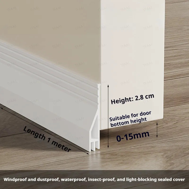 3-Layer TPE Door Bottom Seal Strip | Self-Adhesive Weather Strip Door Weather Strip Qme Small White 1Pc