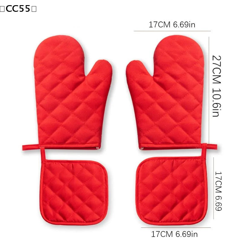 Oven Mitts Set – Heat-Resistant Kitchen Baking Gloves Oven Mitts Qst