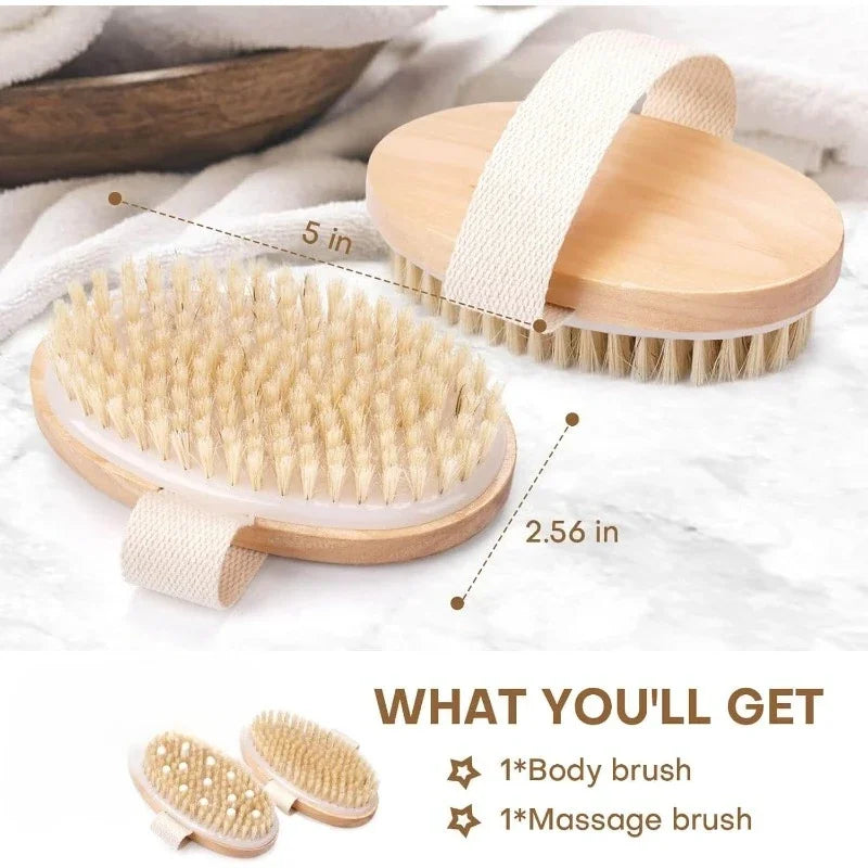 Dry Body Brush – Natural Bristle Exfoliating & Massage Tool Dry Body Brush Qme