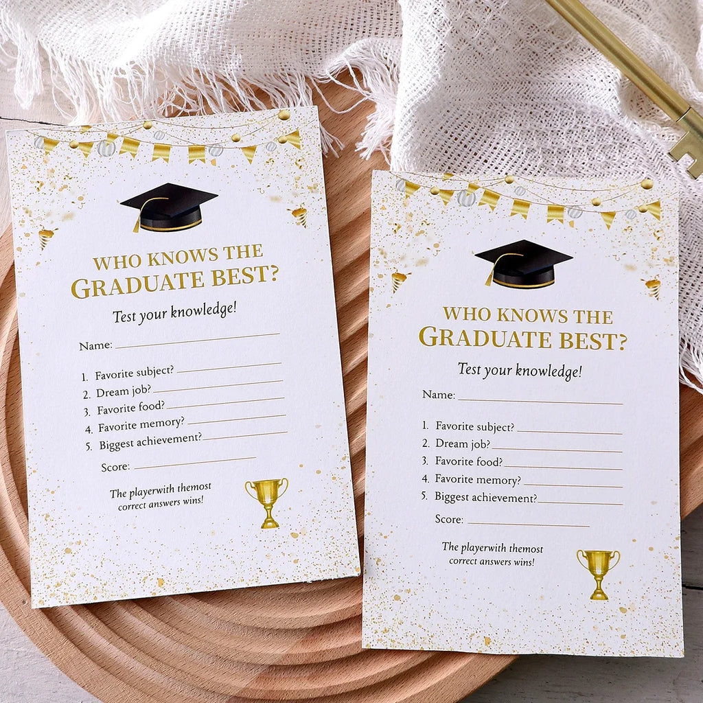 Graduation Party Tabletop Game Set – Bunting, Hats & Trophies Party Game Set Qme