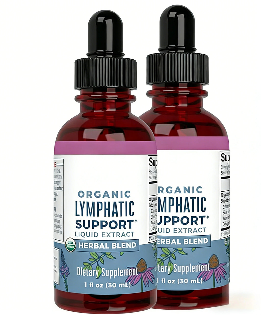 Organic Herbal Liquid Extract Drops – Echinacea & Elderberry 1 oz Herbal Liquid Extract Qst 60ml(Pack of 2)