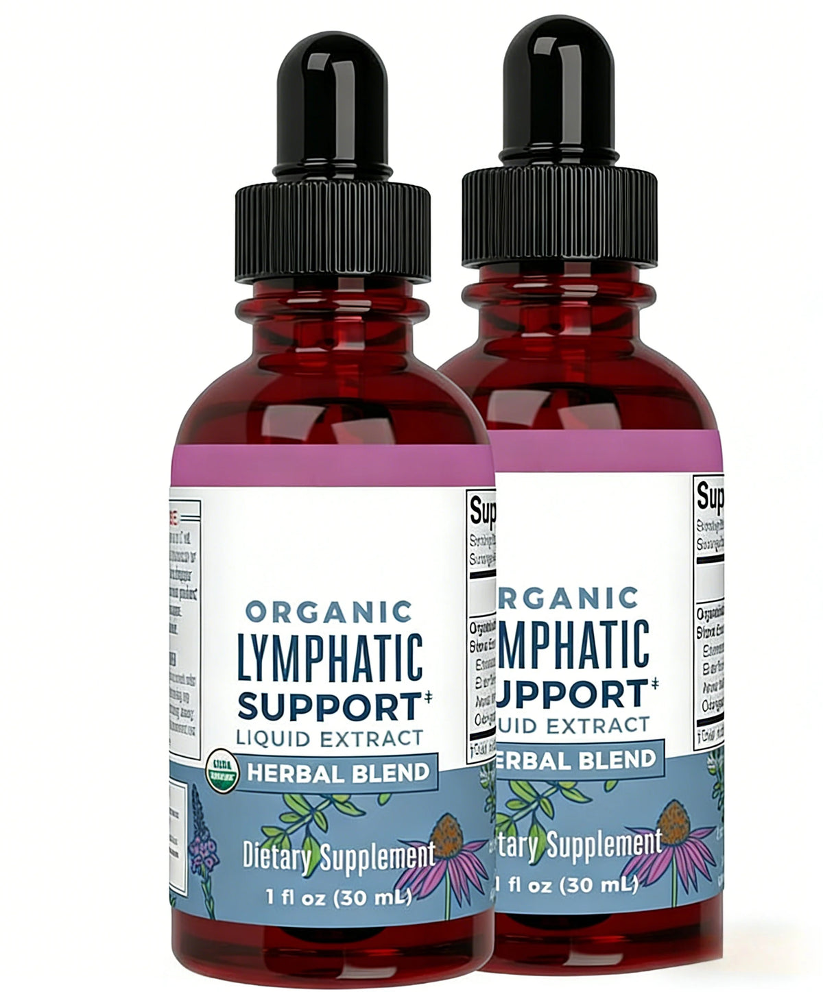 Organic Herbal Liquid Extract Drops – Echinacea & Elderberry 1 oz Herbal Liquid Extract Qst 60ml(Pack of 2)