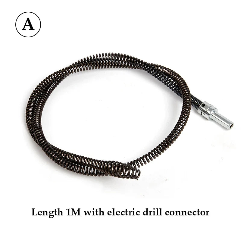 Drain Snake Spring Cleaner 10mm 1M/2M – Steel Wire Dredging Tool Drain Dredging Tool Qme 1M