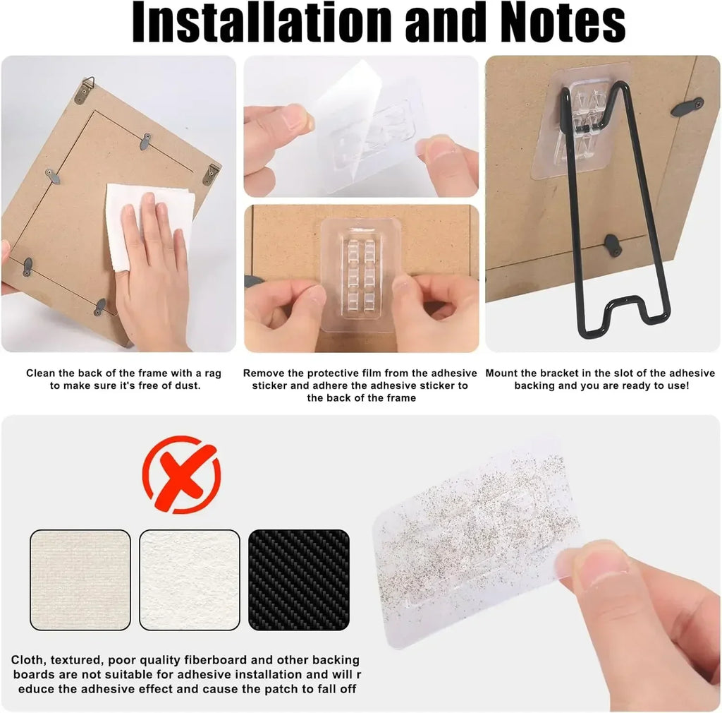 Stainless Steel Self-Adhesive Desktop Frame Bracket Art Stand Desktop Frame Stand Qme