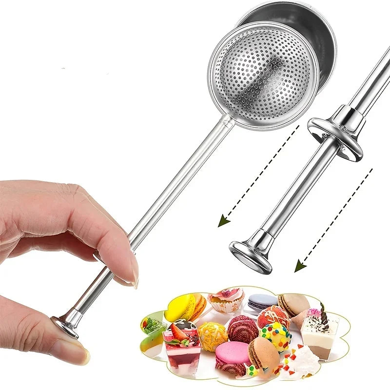 Stainless Steel Flour Sprinkler – One-Hand Spring Sifter Flour Sifter Qme