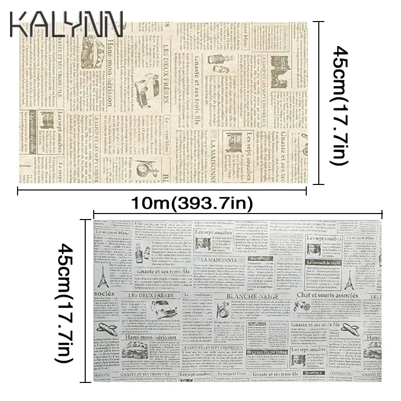Old Newspaper Self-Adhesive Wallpaper 10m PVC Contact Paper Self-Adhesive Wallpaper Qme