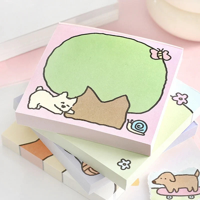Cute Animal Sticky Notes – 100 Sheets Cartoon Adhesive Memo Pad Cartoon Sticky Notes Qme