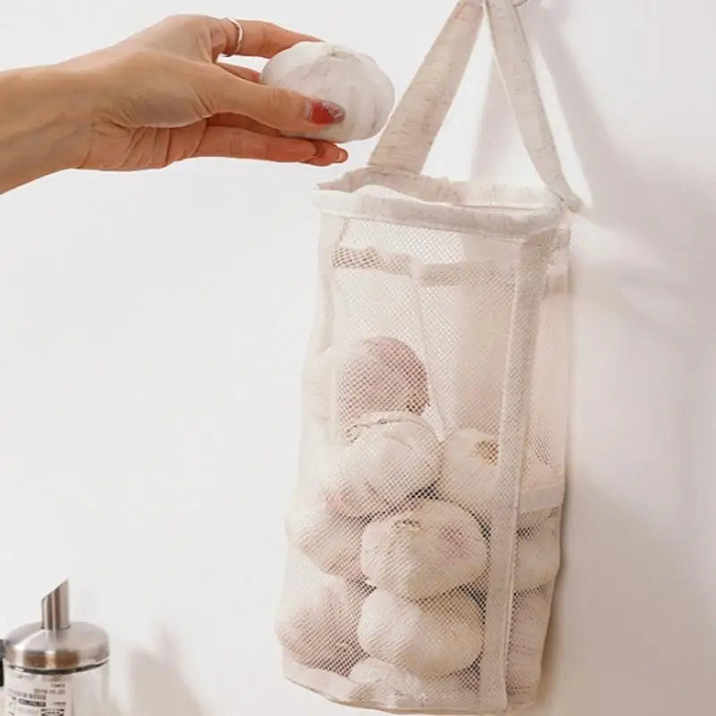 Hanging Mesh Storage Bag – Breathable Kitchen Produce Bag Mesh Storage Bag Qme