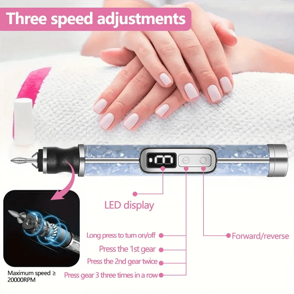 LINMANDA Cordless Electric Nail Drill Machine – 20000 RPM Electric Nail Drill Qme