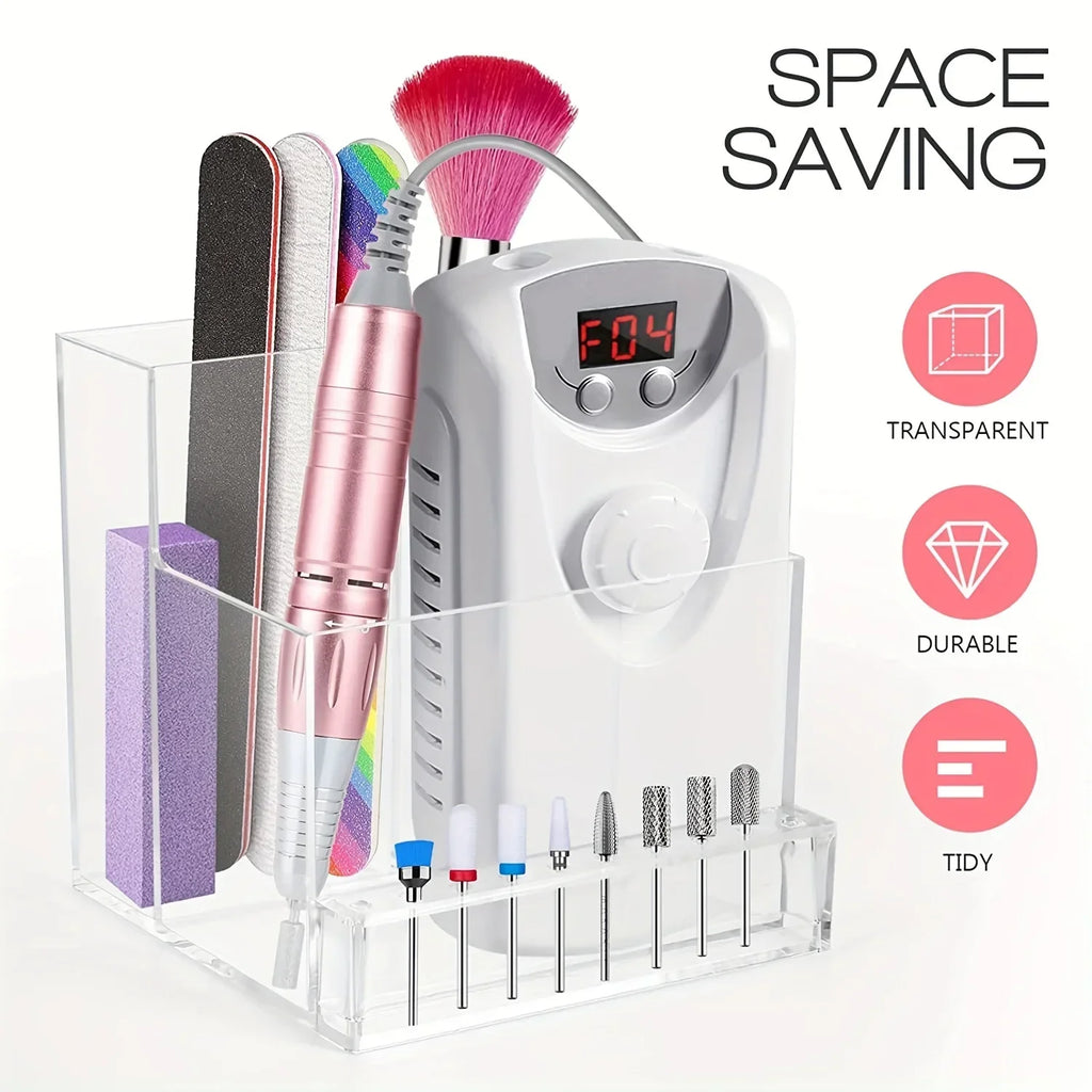 Clear Nail Polish & Drill Bit Storage Rack Organizer Nail Storage Rack Qme