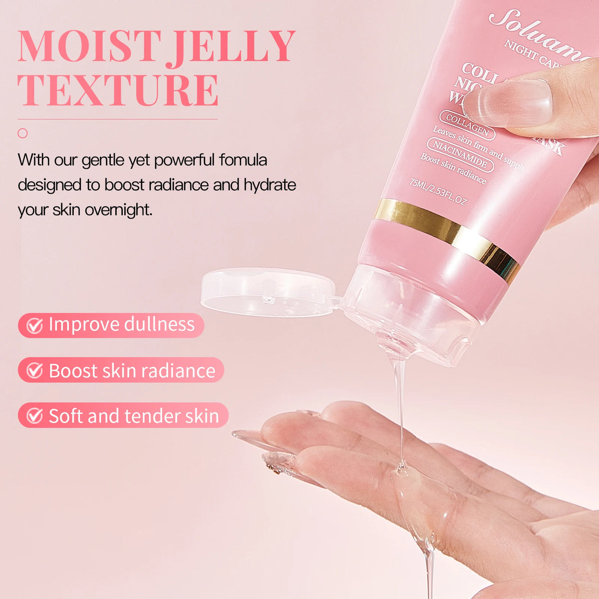 2-Pack Collagen Overnight Peel-Off Mask with Niacinamide Overnight Face Mask Qst