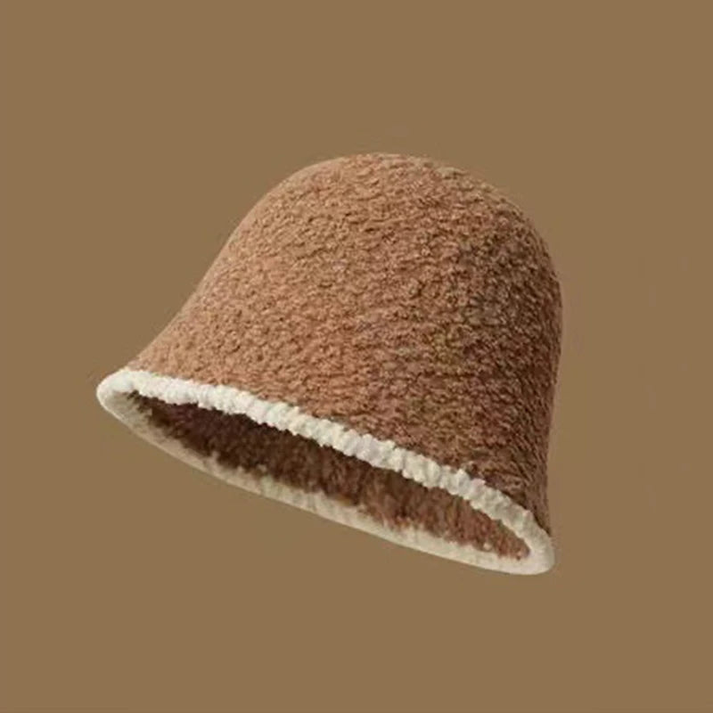 Women's Colorblock Knit Bucket Hat – Fleece Lined Winter Beanie Winter Bucket Hat Qst Khaki
