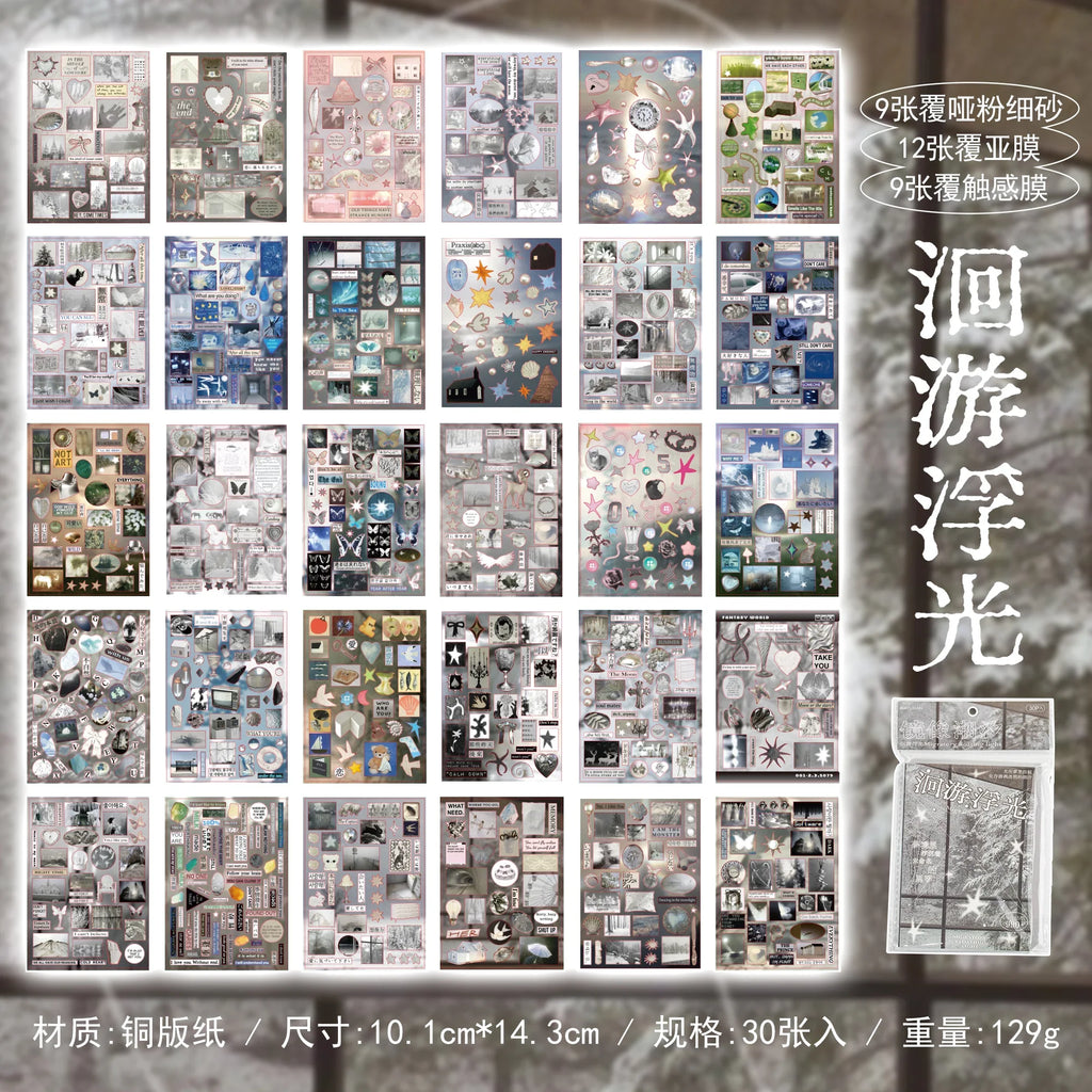 Y2K Flash Decorative Sticker Book – 30 Sheets for Journaling Decorative Sticker Book Qme A