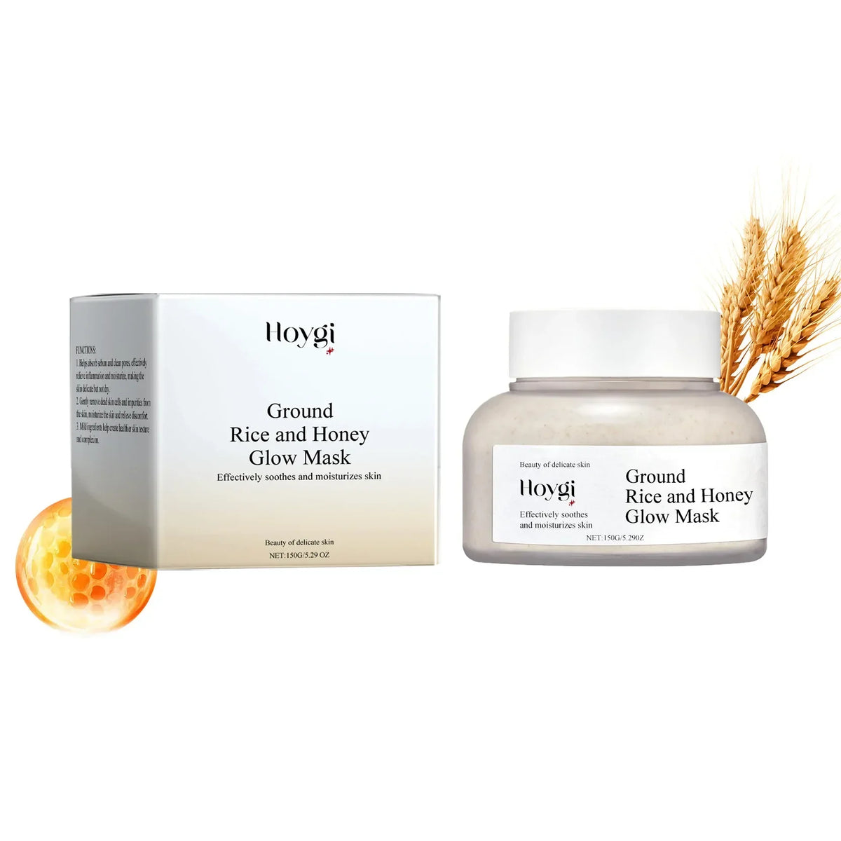 Rice & Honey Hydrating Face Mask – Brighten & Moisturize Hydrating Face Mask Qme 150g Boxed