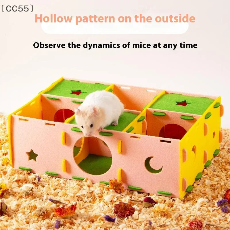 Felt Maze Hide Nest – Hamster Tunnel Toy & Small Pet Hideout Small Pet Hideout Qst