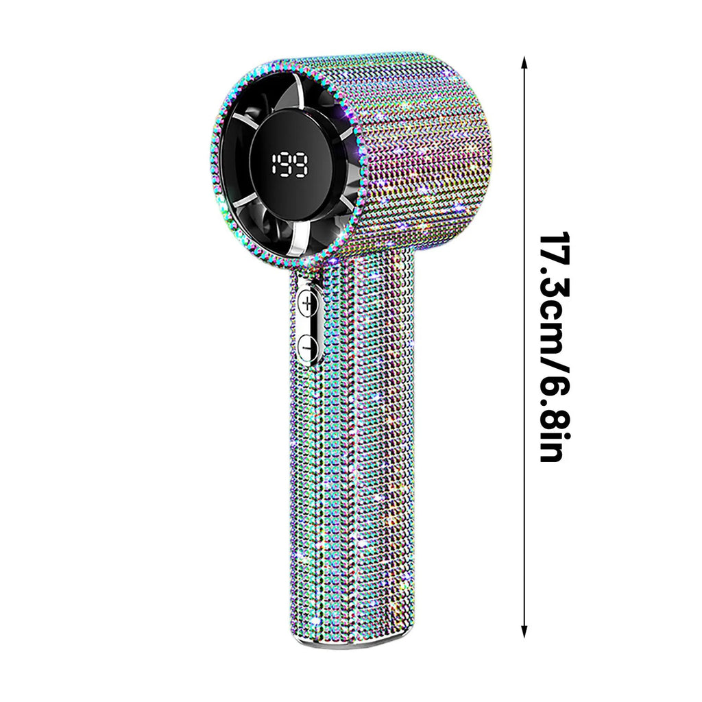 Portable Handheld Turbine Rechargeable Fan | Digital Display Handheld Rechargeable Fan Qme
