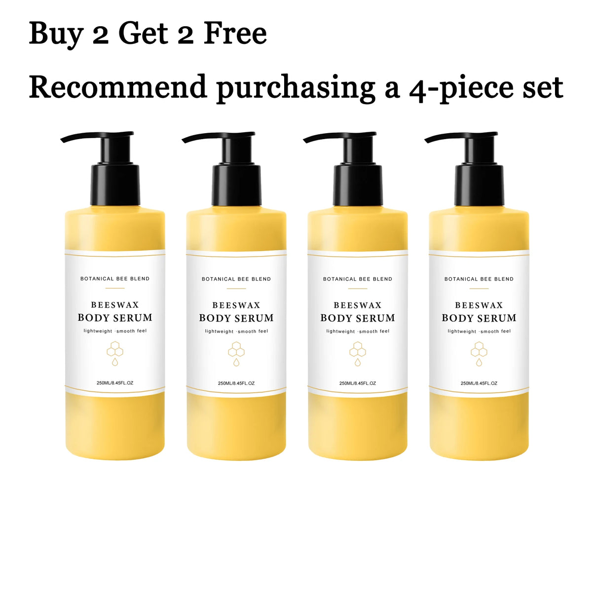 Beeswax Body Serum 250ml – Moisturizing & Smoothing Skin Care Body Serum Qst 4 pcs