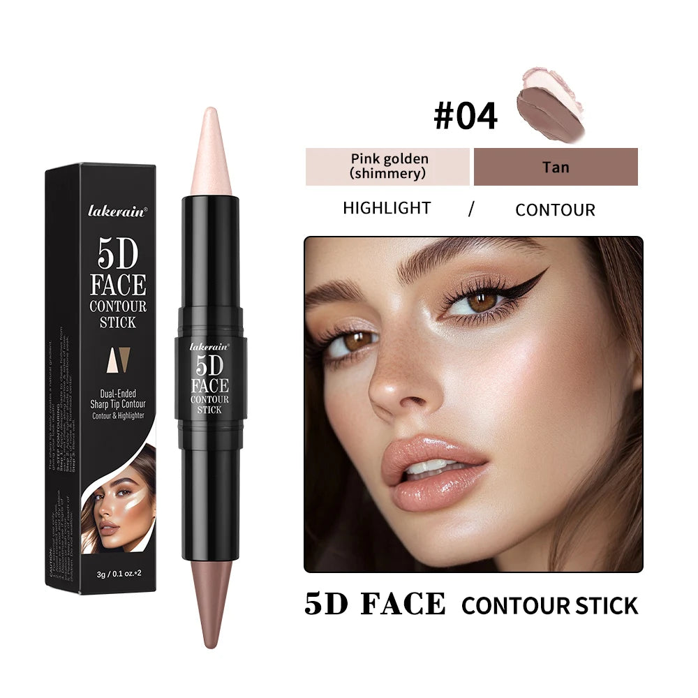 Double-Ended Contour & Highlight Stick – Cream Bronzer Concealer Contour Makeup Stick Qst 04 3g