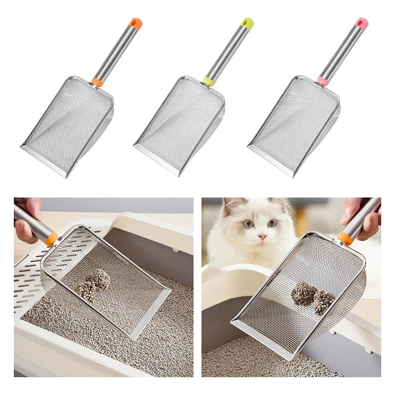 Stainless Steel Fine Mesh Cat Litter Scoop – Non-Stick Cat Litter Scoop Qme