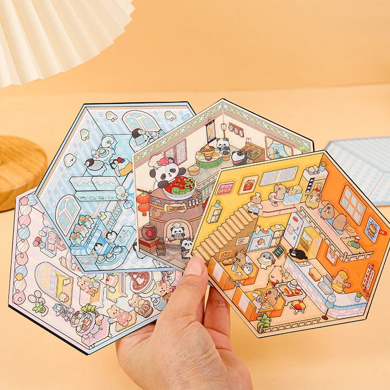 3D Miniature Scene DIY Sticker Set – Cabin Landscaping Craft DIY Craft Sticker Set Qme