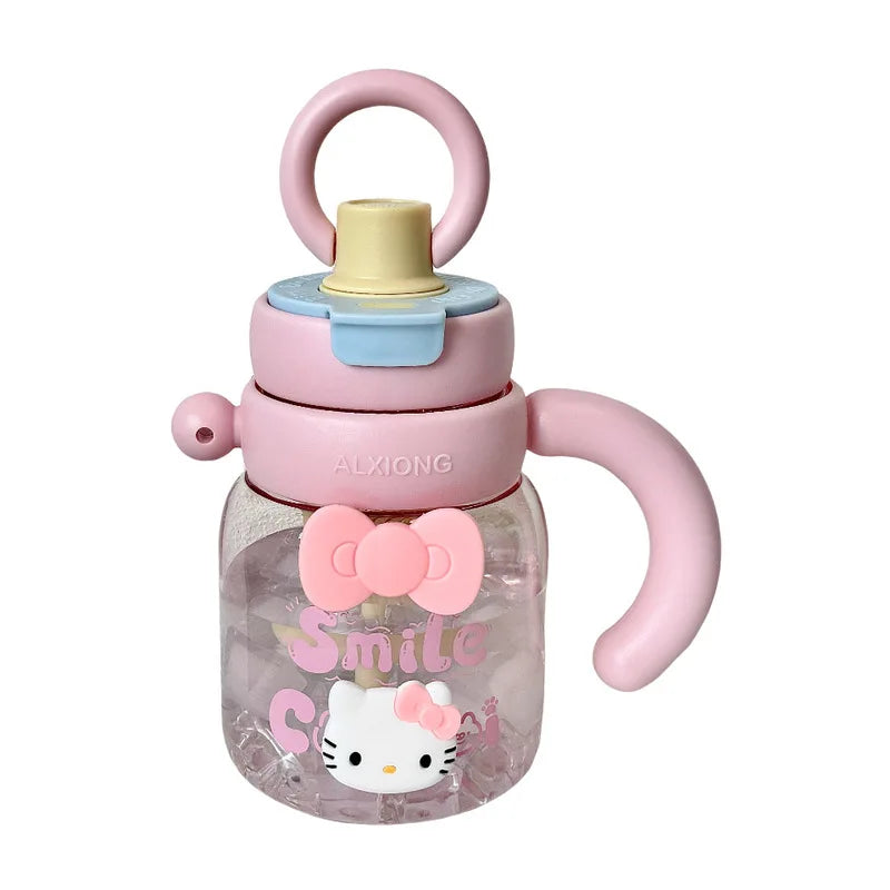 Hello Kitty Large Capacity Straw Water Cup – Girls & Students Character Straw Cup Qme