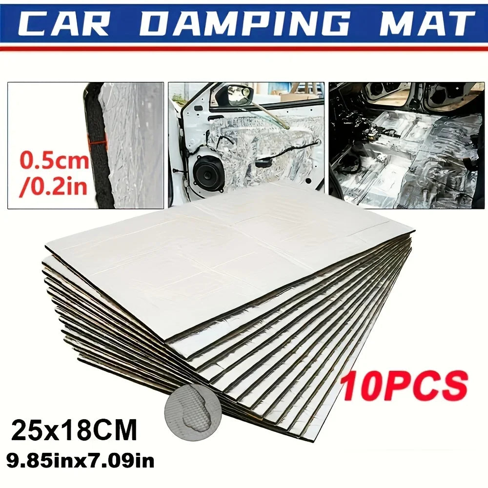 Car Sound Deadening Mats 10-Pack – Fireproof Foam & Aluminum Sound Deadening Mat Qme