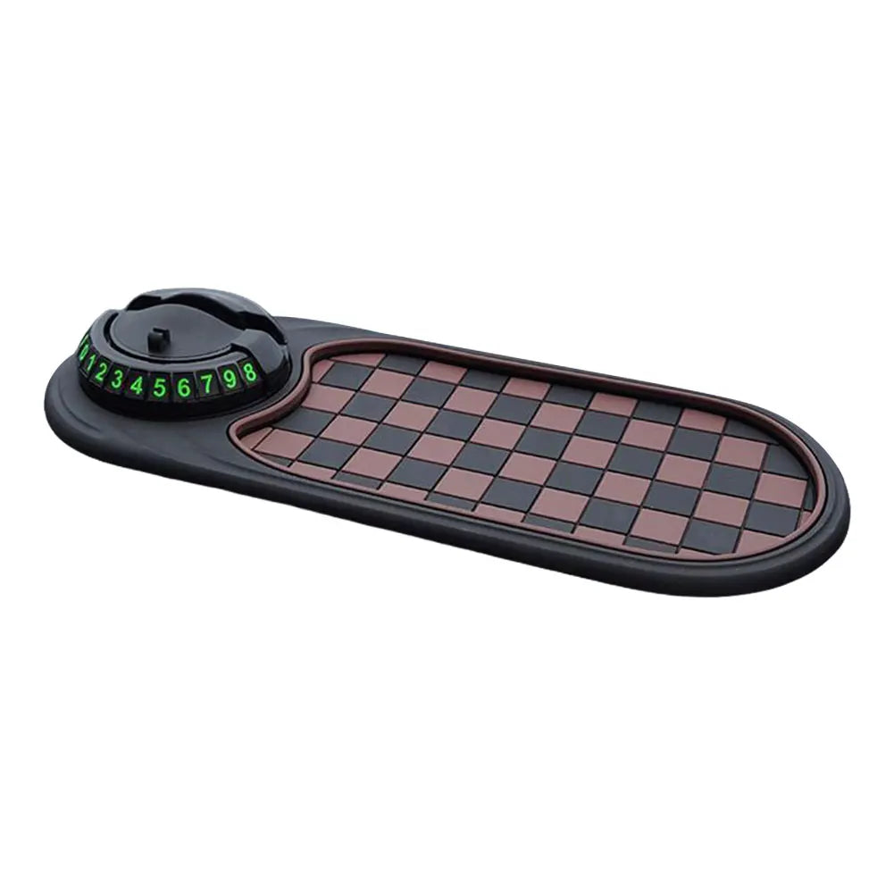 Dashboard Non-Slip Silicone Pad Mat & Car Phone Holder Dashboard Organizer Mat Qme Brown Black