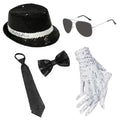 Sequin Light-Up Necktie & Flashing Fedora Hat Set – 5 Colors Costume Necktie Set Qme Light Gray