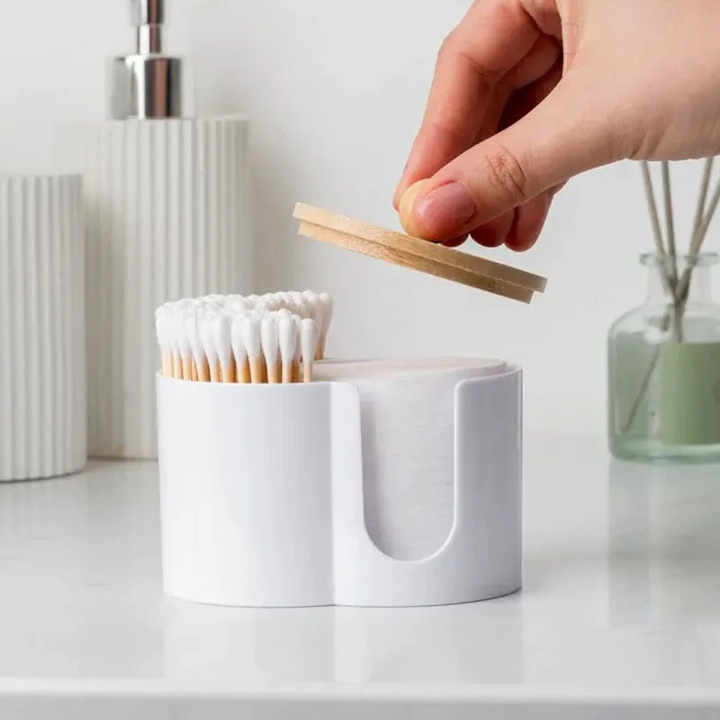 2-in-1 Cotton Swab & Makeup Pad Organizer Storage Box Makeup Organizer Box Qme