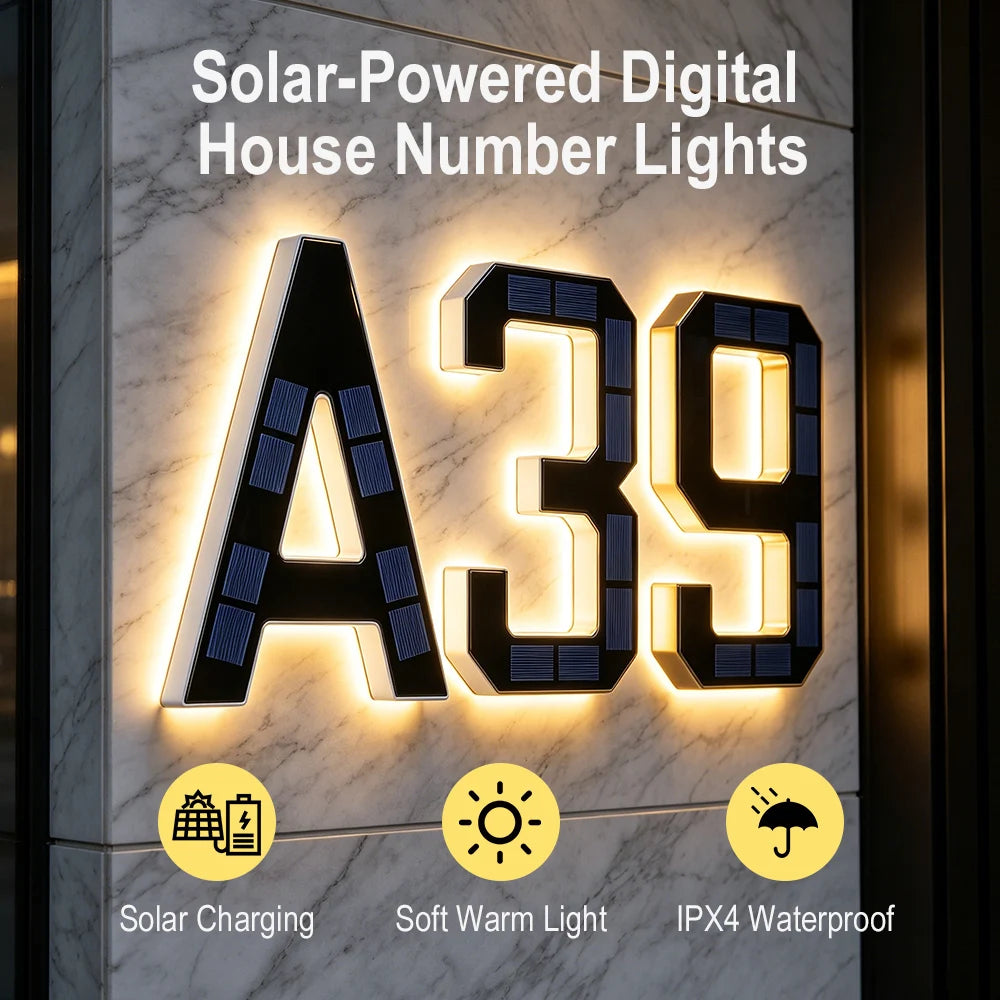 Solar LED House Number Light – Auto Sensor, Waterproof, 17CM Solar Address Light Qst
