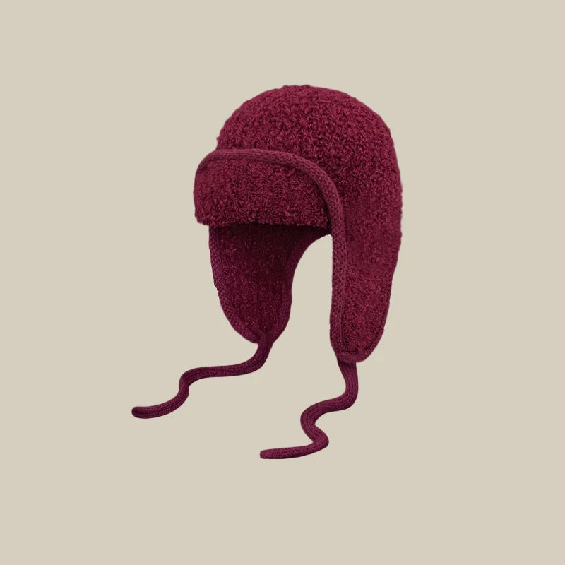 Women's Knitted Ear Flap Hat – Warm Winter Lei Feng Style Knitted Ear Flap Hat Qst one size E