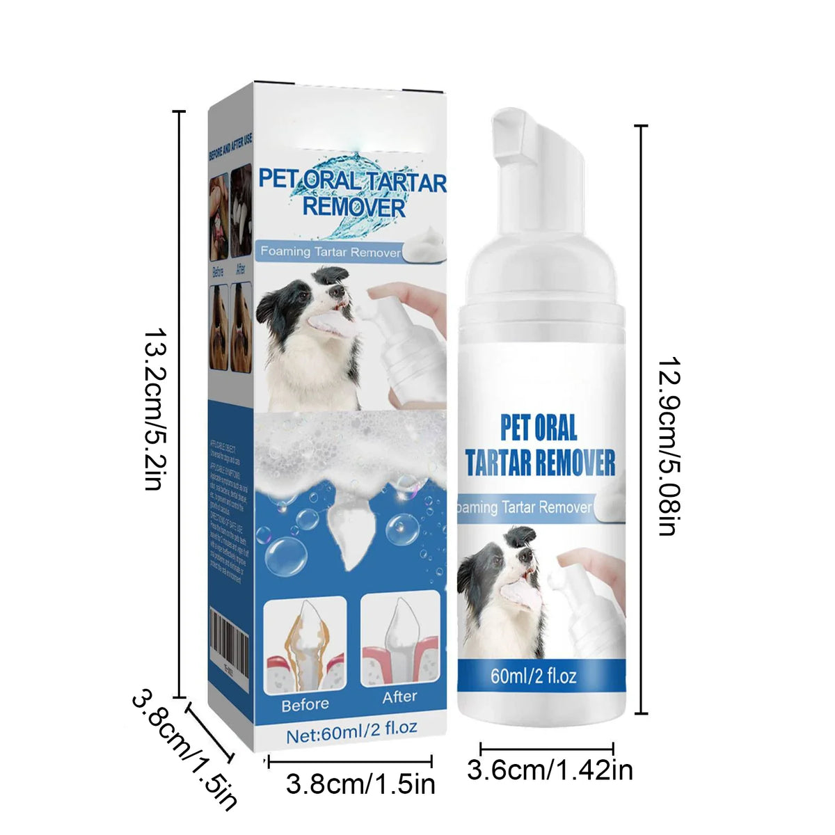 Pet Dental Foam Spray – Tartar Remover for Dogs & Cats 60ml Pet Dental Spray Qme