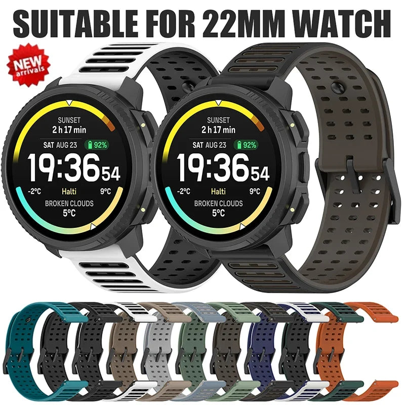 Two-Tone Silicone Strap for Suunto Vertical, RACE & Honor GS3 Silicone Watch Band Qme